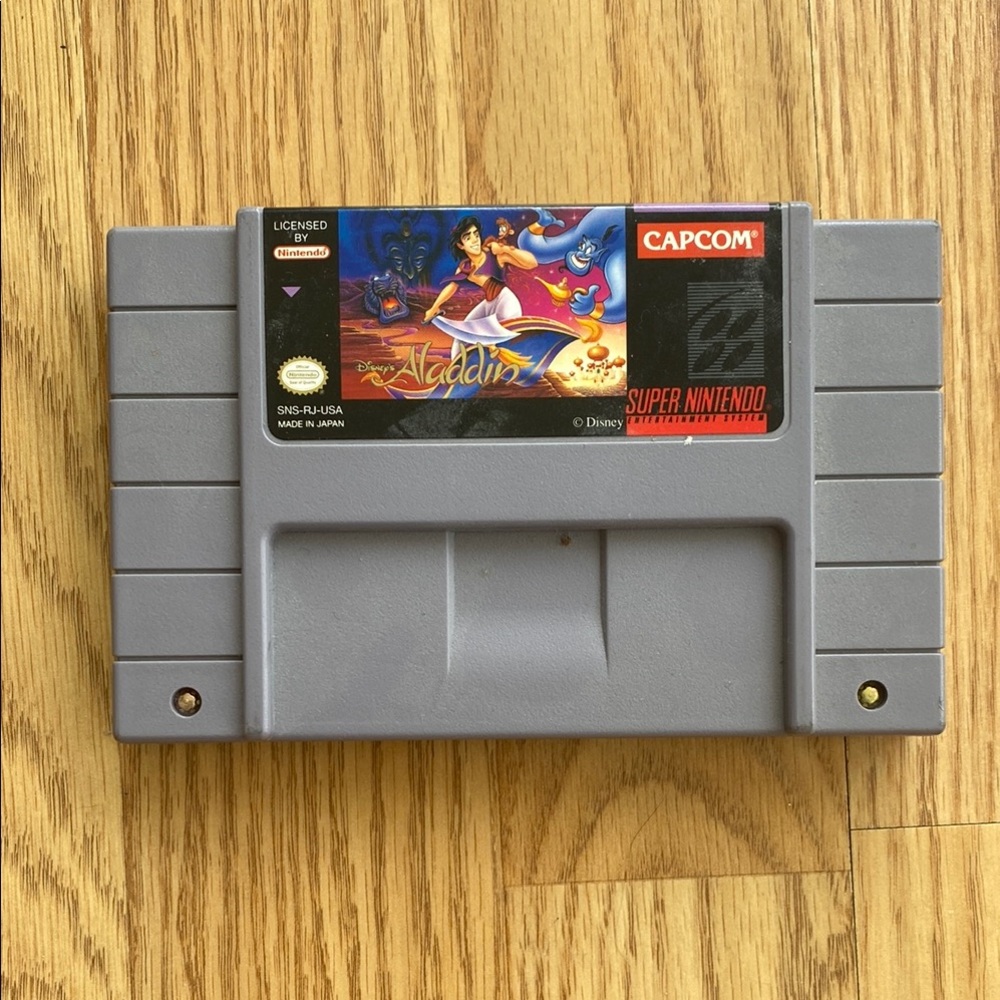 Nintendo Gray SNES Game Cartridge Aladdin Super Nintendo